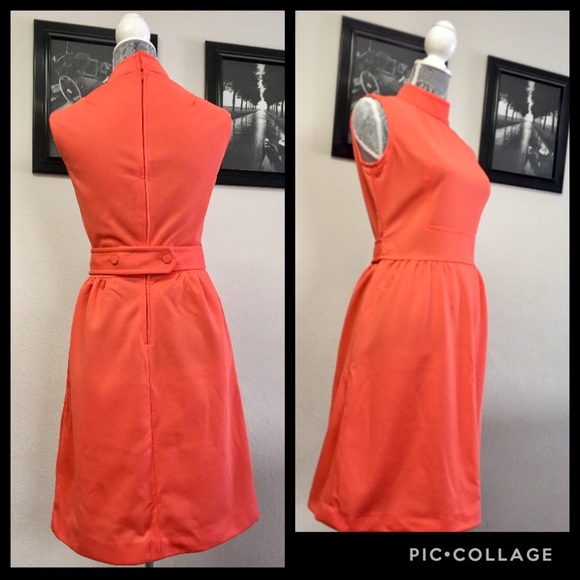 🍊 “DIXIE DEB” Mod orange VINTAGE dress! - Picture 5 of 6